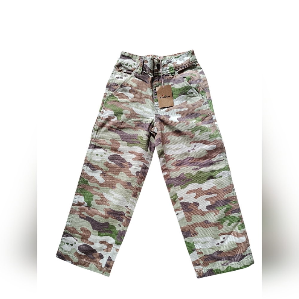 Mini Boden Kids Camo Cargo Pants - Green/Brown Camo, 100% Cotton